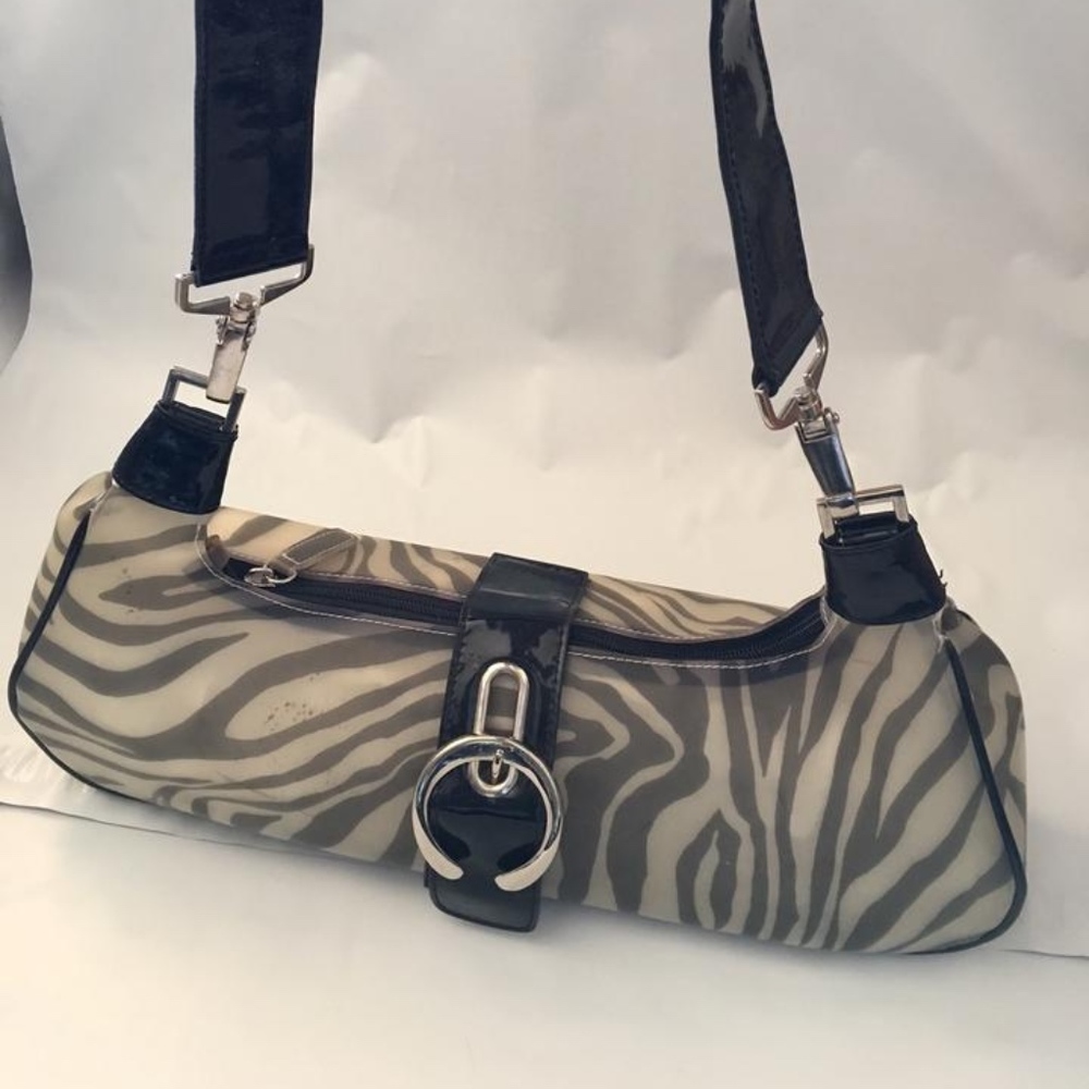 Sondra Roberts Vinyl  Zebra Patent Bag Purse